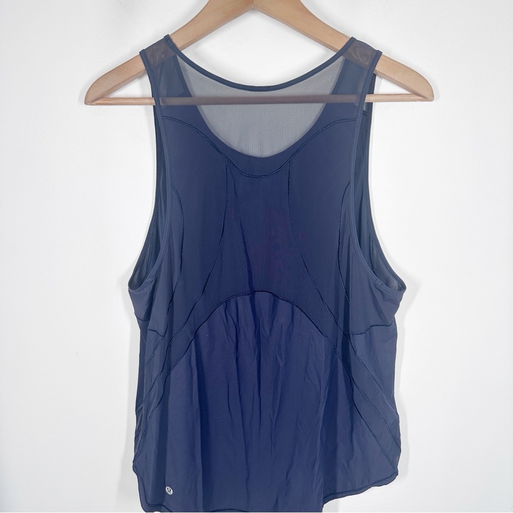 Lululemon Navy Blue Sculpt II Tank Top Size 8/10 Lightweight Mesh - Picture 3 of 6